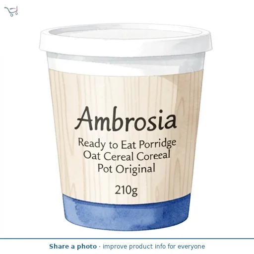 Ambrosia Ready to Eat Porridge Oat Cereal Pot Original 210g