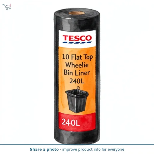 Tesco 10 Flat Top Wheelie Bin Liner 240L