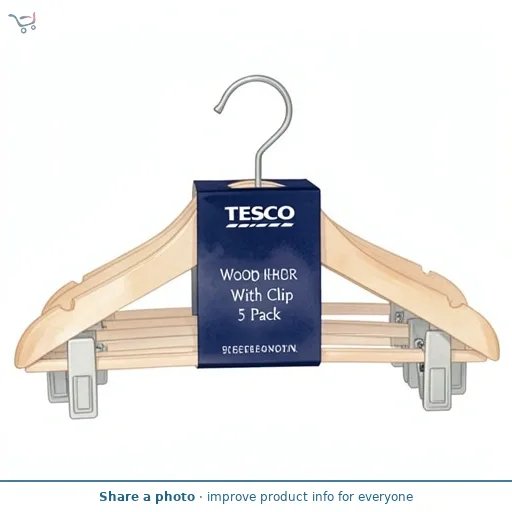Tesco Wooden Hanger With Clip 5 Pack