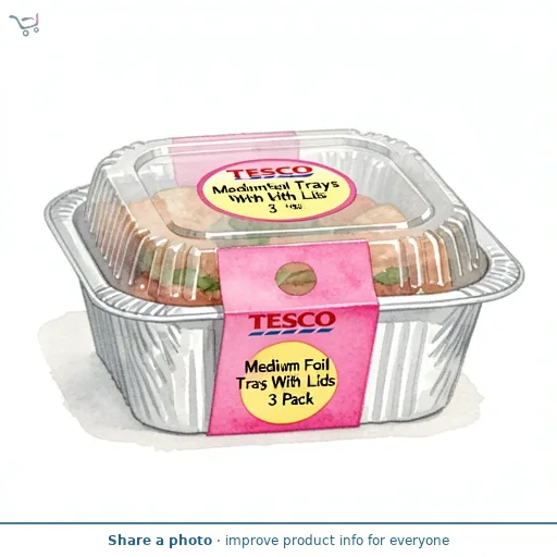 Tesco Medium Foil Trays With Lids 3 Pack