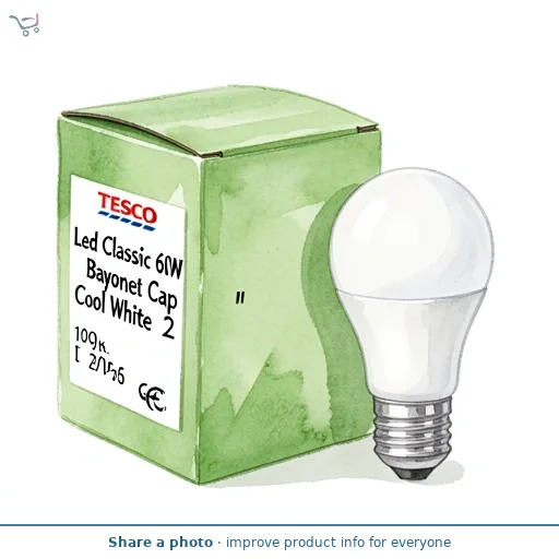 Tesco Led Classic 60W Bayonet Cap Cool White 2 Pack