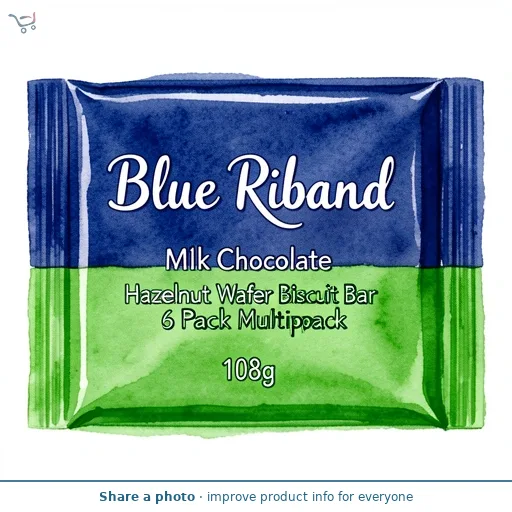 Blue Riband Milk Chocolate Hazelnut Wafer Biscuit Bar 6 Pack Multipack 108g