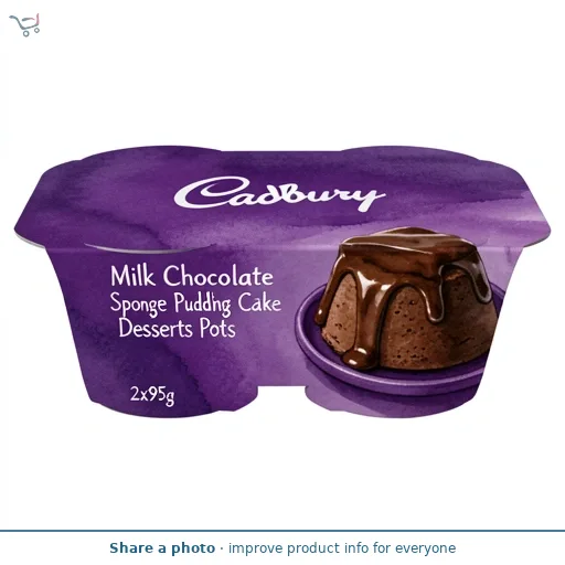 Cadbury Milk Chocolate Sponge Pudding Cake Desserts Pots 2x95g