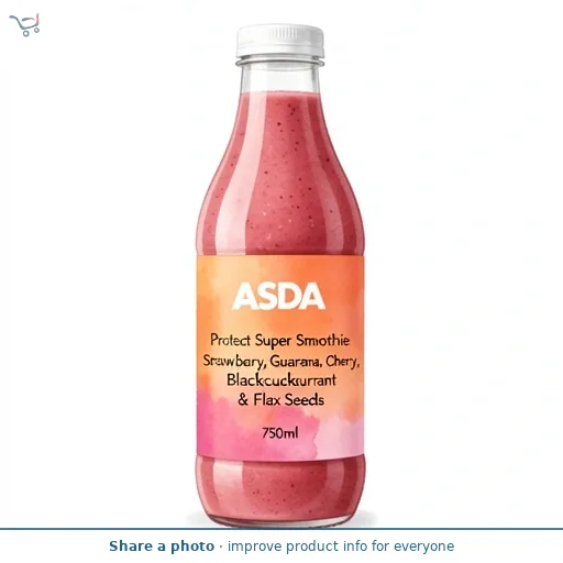 ASDA Protect Strawberry, Guarana, Cherry, Flax Seeds & Blackcurrant Super Smoothie 750ml