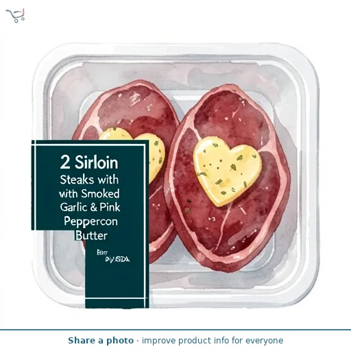 Bistro by ASDA 2 Sirloin Steaks with Smoked Garlic & Pink Peppercorn Butter