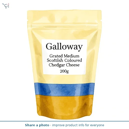 Galloway Grated Medium Scottish Coloured Cheddar Cheese 200g
