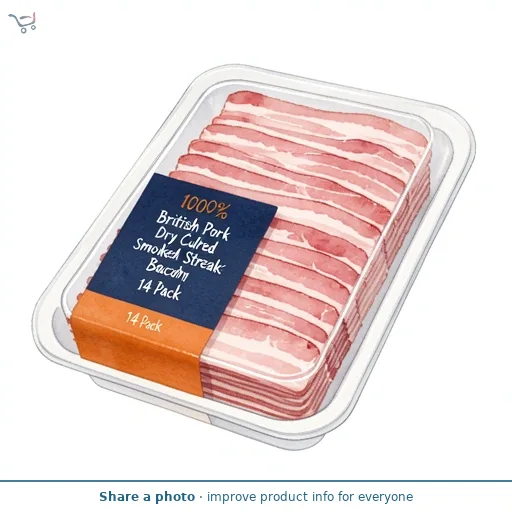 100% British Pork Dry Cured Smoked Streaky Bacon 14 Pack